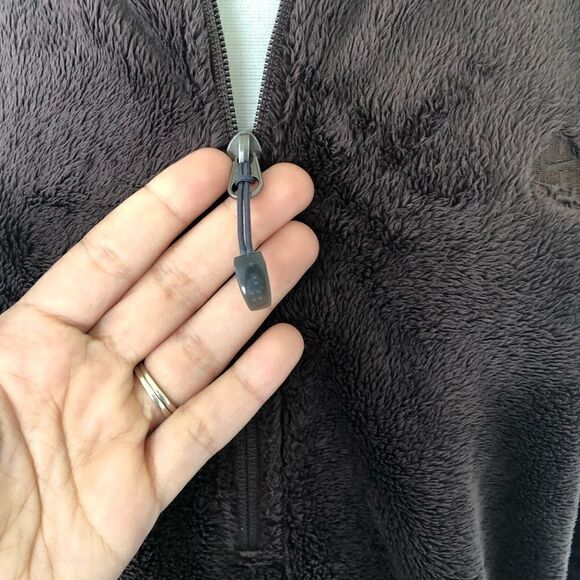 Nike ACG 1/2 Zip Fleece Jacket Brown Warm Hooded Women Size Large Pullover - Picture 13 of 14